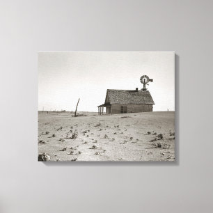 Dust Bowl Farm, 1938. Gammalt foto Canvastryck