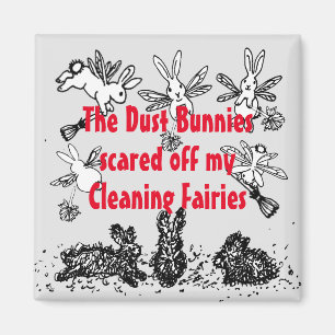 Dust Bunny Städning Fairy Rabbit Humous Funny Magnet