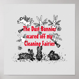 Dust Bunny Städning Fairy Rabbit Humous Funny Poster