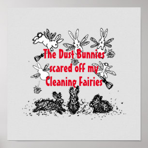 Dust Bunny Städning Fairy Rabbit Humous Funny Poster