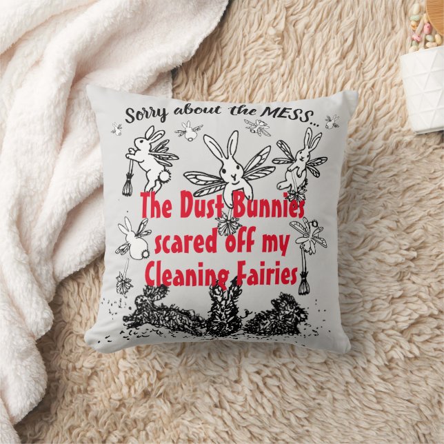 Dust Bunny Städning Fairy Rabbit Ursäkta  Kudde (Filt)