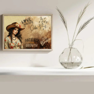 Dust Dream Vintage Western Girl's Self Kärlek Cito Poster