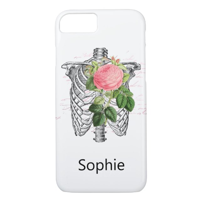 Dust Rosa ros Skeleton Heart Case-Mate iPhone Skal (Baksida)