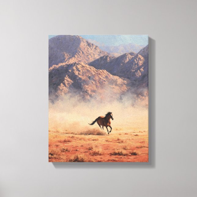Dust Storm Mustang Mountain Painting Canvastryck (Framsida)