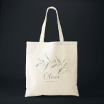 Dusterblått minimalt grönt skum tygkasse<br><div class="desc">Modern minsta botaniska bladgrej i vattenfärg i dammblått färg,  enkel och elegant,  bridesserbjudanden i underbarare personlig.</div>