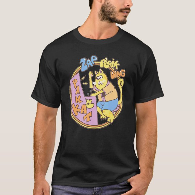 Dustin Cat Spela Arcade T Shirt (Framsida)