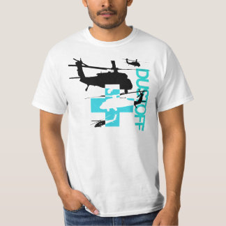 Dustoff svart och blått på vitT-tröja T-shirt
