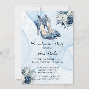Dusty Alcohol Bläck Blommigt Heels Bachelorette Pa Inbjudningar