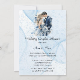 Dusty Alcohol Blommigt Bläck Bröllop Par Shower Inbjudningar