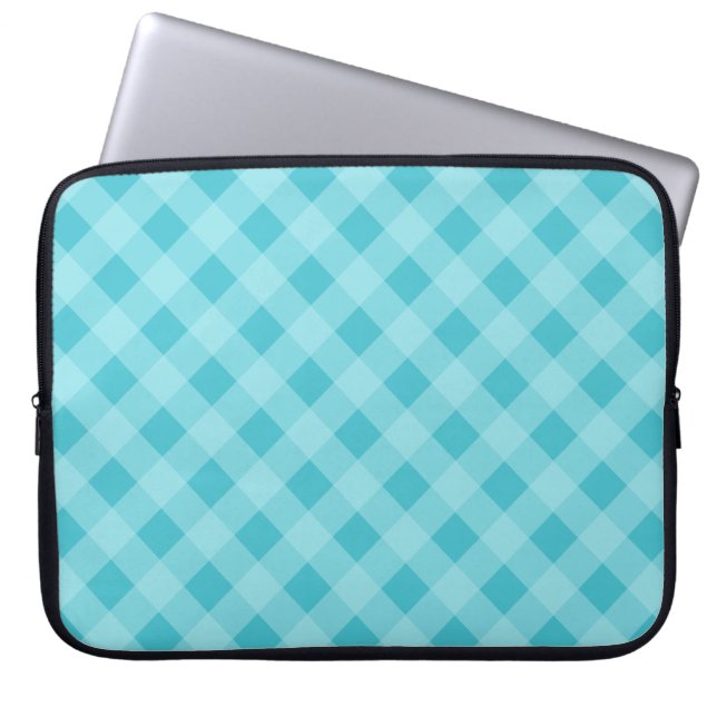 Dusty Aqua Gingham Laptop sleeve (Framsidan)