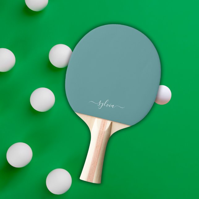 Dusty Aqua Modern Girly Monogram Namn Pingisracket (Dusty Aqua Monogram Ping Pong Paddle)