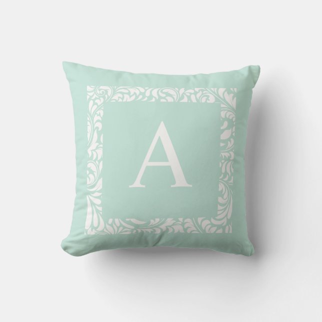 Dusty Aqua Monogram A Dekorativ kudde (Framsida)
