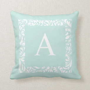 Dusty Aqua Monogram A Dekorativ kudde