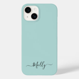 Dusty Aqua Simple Minimalist Script Custom Name
