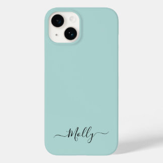 Dusty Aqua Simple Minimalist Script Custom Name