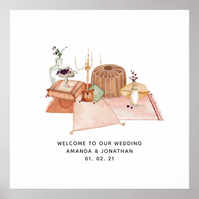 Dusty Autumn Shrine Bohemian Bröllop Välkommen Poster (Framsidan)