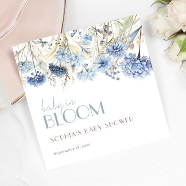 DUSTY Baby i Bloom Blue Beige Elegant Baby Shower Pappersservett (Skapare uppladdad)