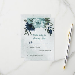 Dusty&blå blommor botaniska bröllop OSA kort