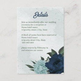 Dusty&blå blommor botaniska bröllop tilläggskort