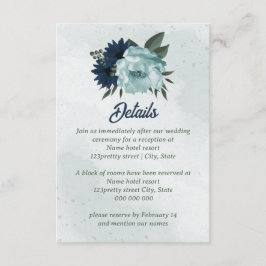 Dusty&blå blommor botaniska bröllop tilläggskort