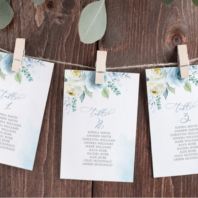 Dusty Blåa blommor Bordsnummer 3 Sittdiagram (Skapare uppladdad)