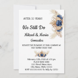 Dusty Blåa blommor Bröllop-årsdagen för förnyelse Inbjudningar