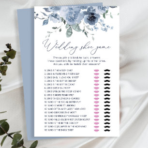 Dusty Blåa blommor Bröllop Shoe Game Card