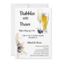 Dusty Blåa blommor Bubble & Brews Par Shower