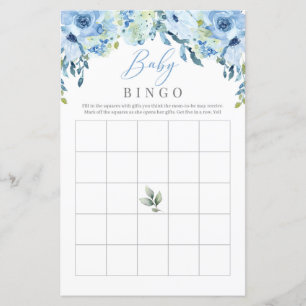 Dusty Blåa blommor Ro Baby Bingo Game