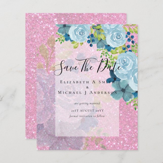 DUSTY BLÅA BLOMMOR SPARA DATA - BUDGET (Fram/baksida)