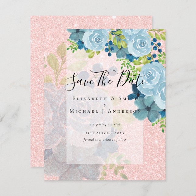 DUSTY BLÅA BLOMMOR SPARA DATA - BUDGET (Fram/baksida)