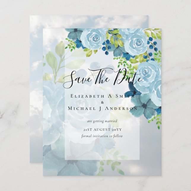 DUSTY BLÅA BLOMMOR SPARA DATA - BUDGET (Fram/baksida)