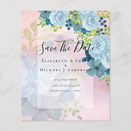 DUSTY BLÅA BLOMMOR SPARA DATA - BUDGET FLYGBLAD