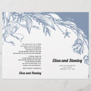 Dusty blåa blommor typography-vikt program