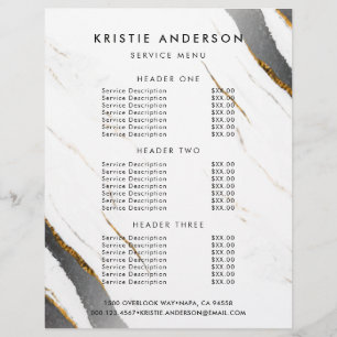 Dusty Black Guld White Marble Pris & Services Reklamblad