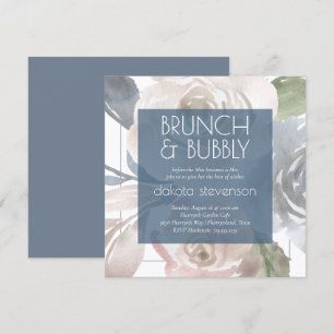 Dusty Blommigt Rökpastel BubLY Brunch Shower Inbjudningar