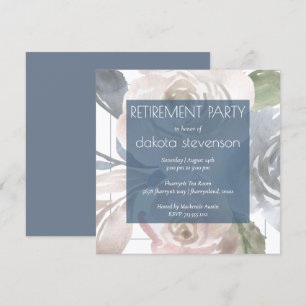 Dusty Blommigt Smoky Blue Cream Pension Party Inbjudningar