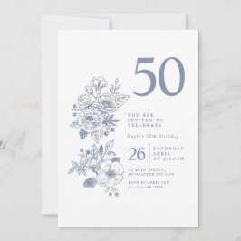Dusty Blue 50:e födelsedagen Inbjudningar