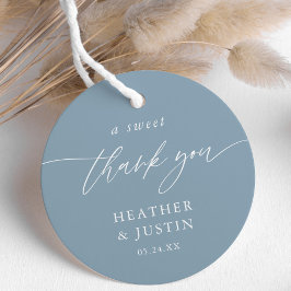 Dusty Blue A Sweet Tack Wedding Favor Gåvor Etiketter