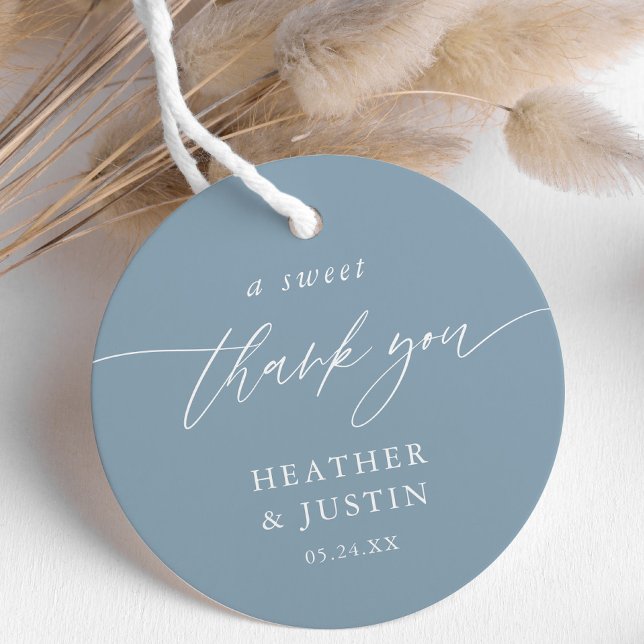 Dusty Blue A Sweet Tack Wedding Favor Gåvor Etiketter (Skapare uppladdad)