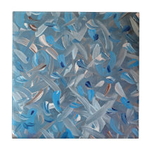 Dusty Blue Abstrakt Ceramic Tile