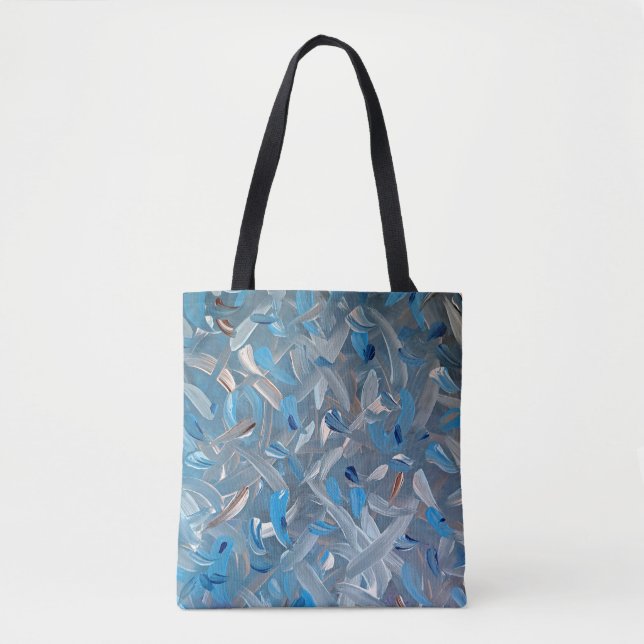 Dusty Blue Abstrakt Tote Bag Tygkasse (Framsida)