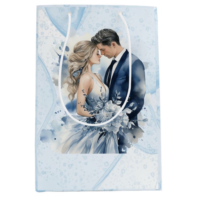 Dusty Blue Alcohol Bläck Blommigt Bröllop (Framsidan)