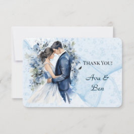 Dusty Blue Alcohol Bläck Bride & Groom Tack Kort
