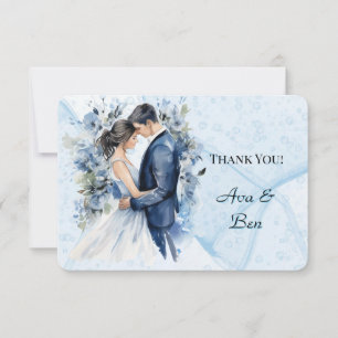 Dusty Blue Alcohol Bläck Bride & Groom Tack Kort