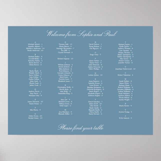 Dusty Blue Alphabetical Seite Poster (Framsidan)
