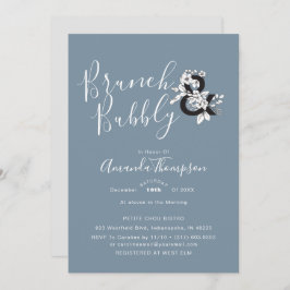 Dusty Blue Ampersand Elegant Blommigt Möhippa Inbjudningar
