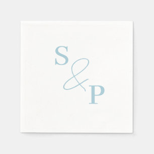 Dusty Blue Ampersand Monogram Bröllop Napkin Pappersservett