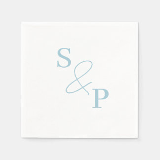 Dusty Blue Ampersand Monogram Bröllop Napkin Pappersservett