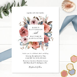 Dusty Blue and Blush Blissful Floral Wedding Inbjudningar